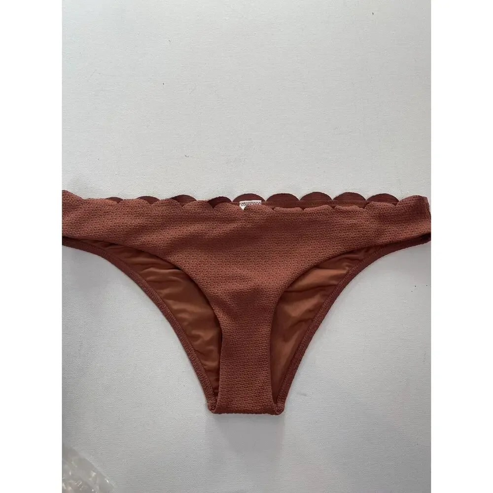 Topshop Textured Scallop Bikini Swim Bottom Rust Brown US Size 8